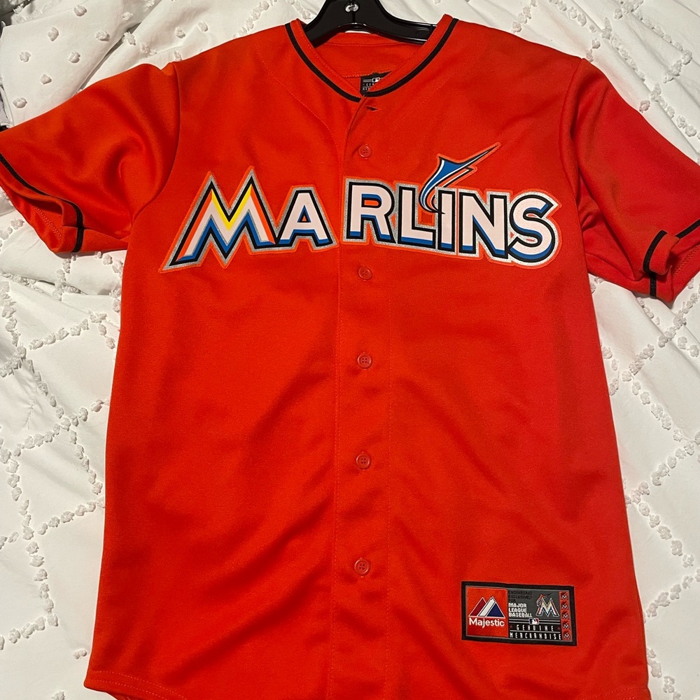 Miami Marlins Jersey Mens M
Orange MLB Baseball Majestic Cool
Base Stanton 27